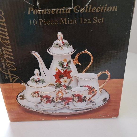 Christmas Poinsettia mini tea set - Picture 1 of 3